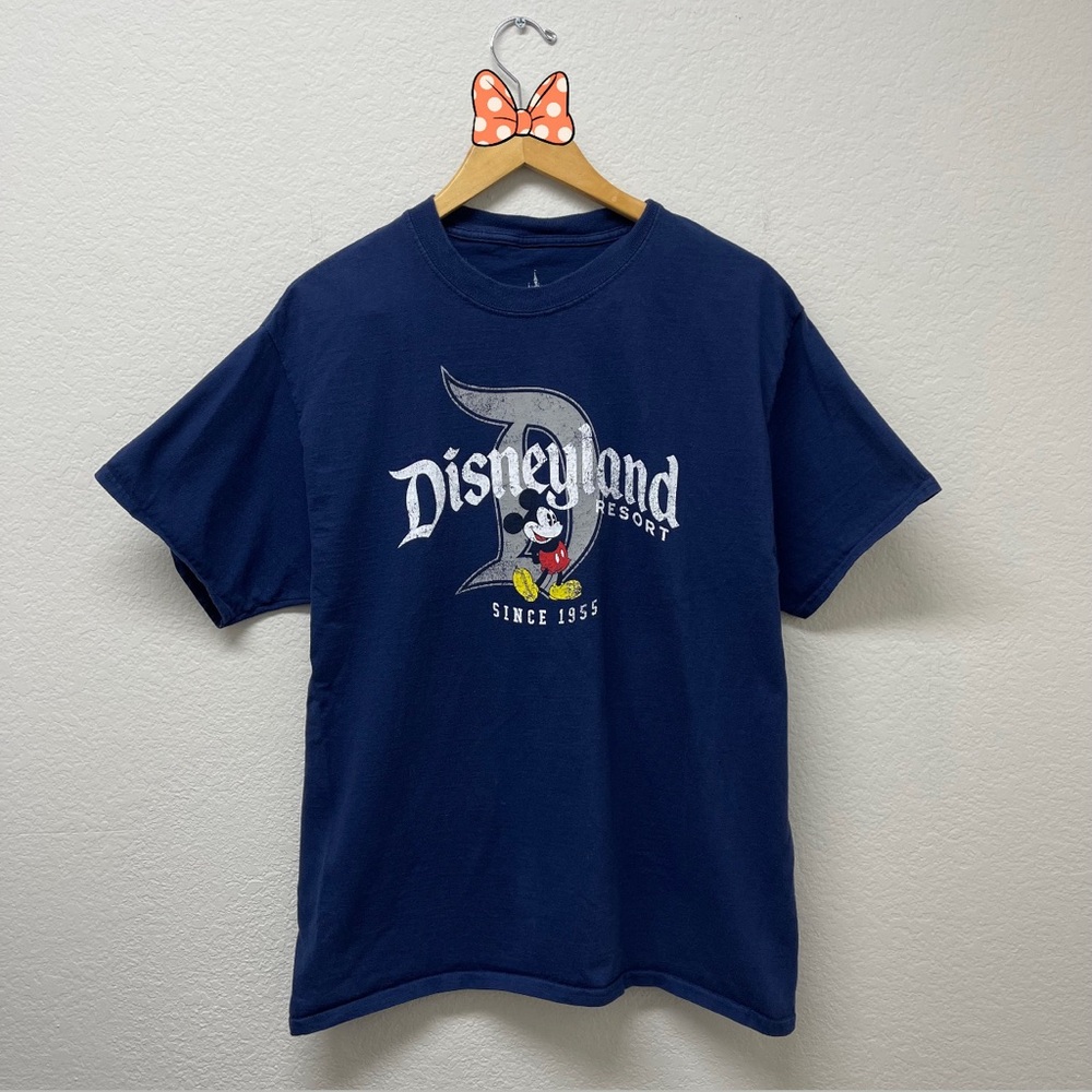 DISNEY PARKS Disneyland Short Sleeve Classic Navy Tee featuring Mickey Mouse L